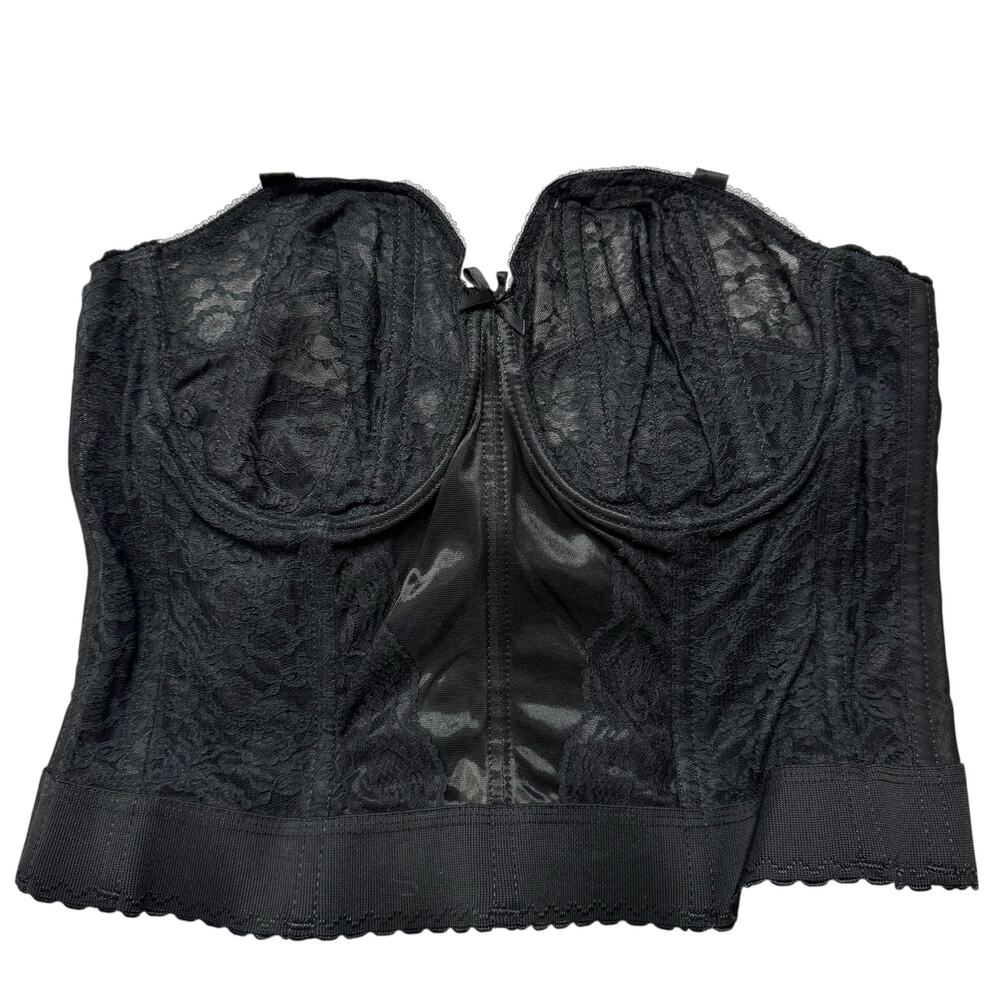 Vintage GODDESS Black Lace Corset Size 40B Made in USA Boned Gothic Trainer